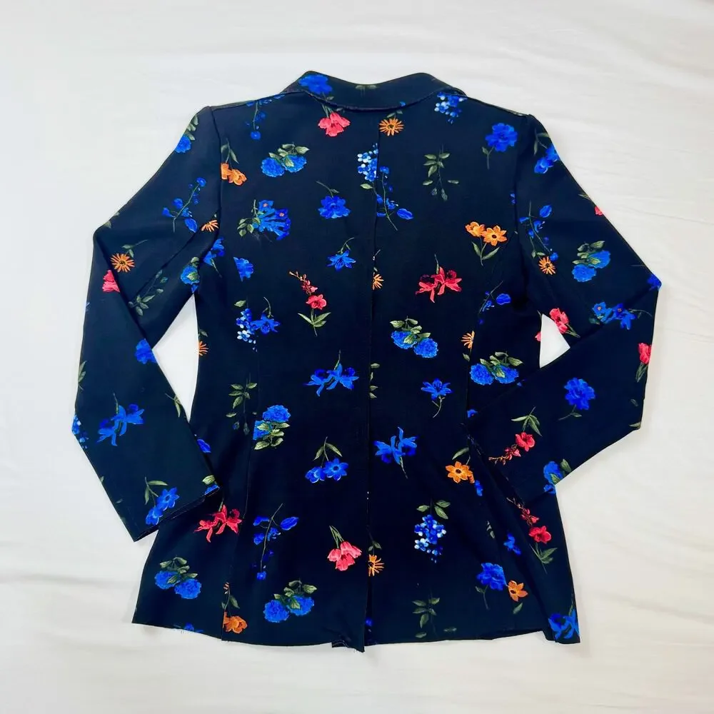 Tahari Floral Blazer Jacket Women’s 4 Black Floral Career Office Siren Botanical - Picture 12 of 16